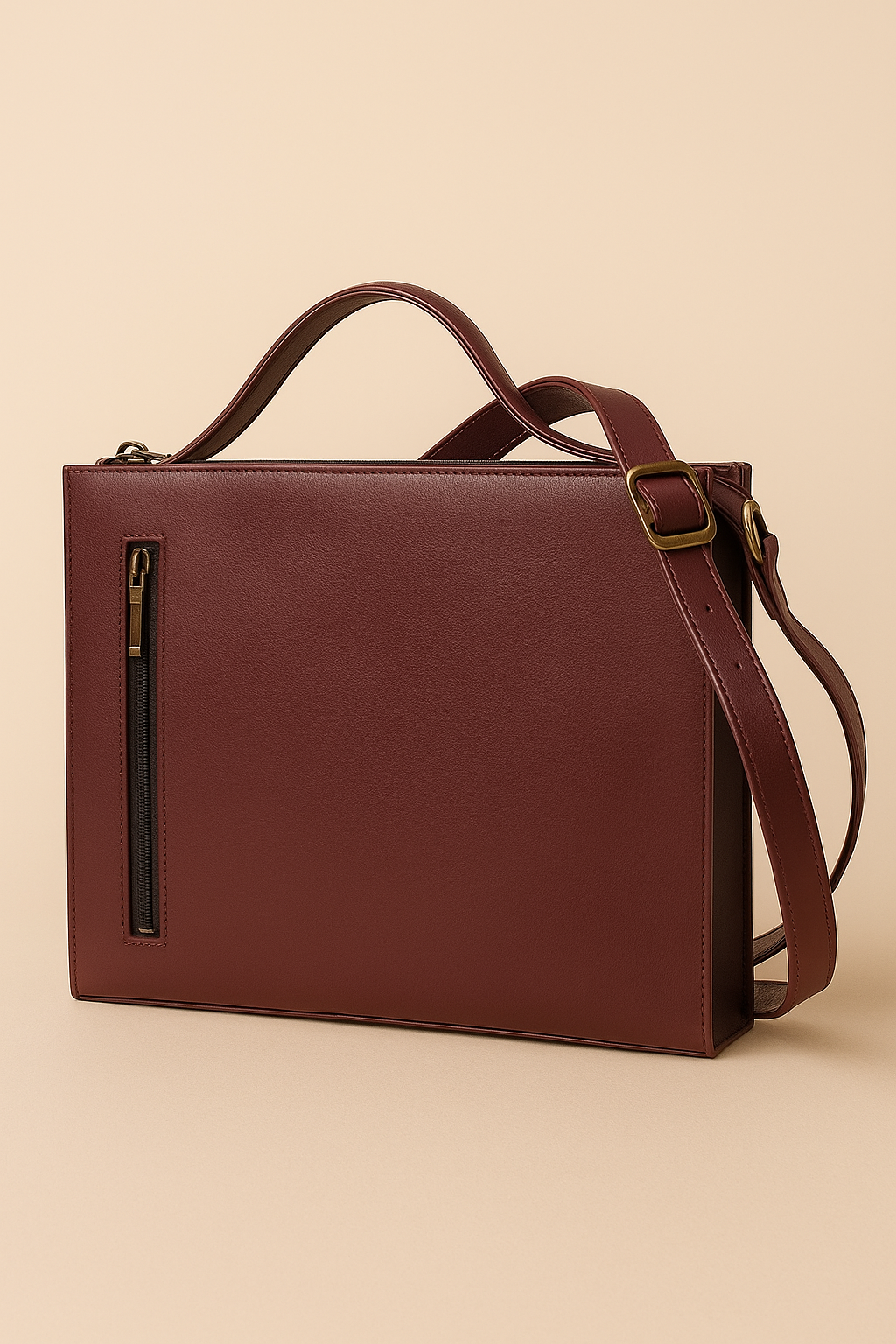 Brown leather messenger bag with professional look
